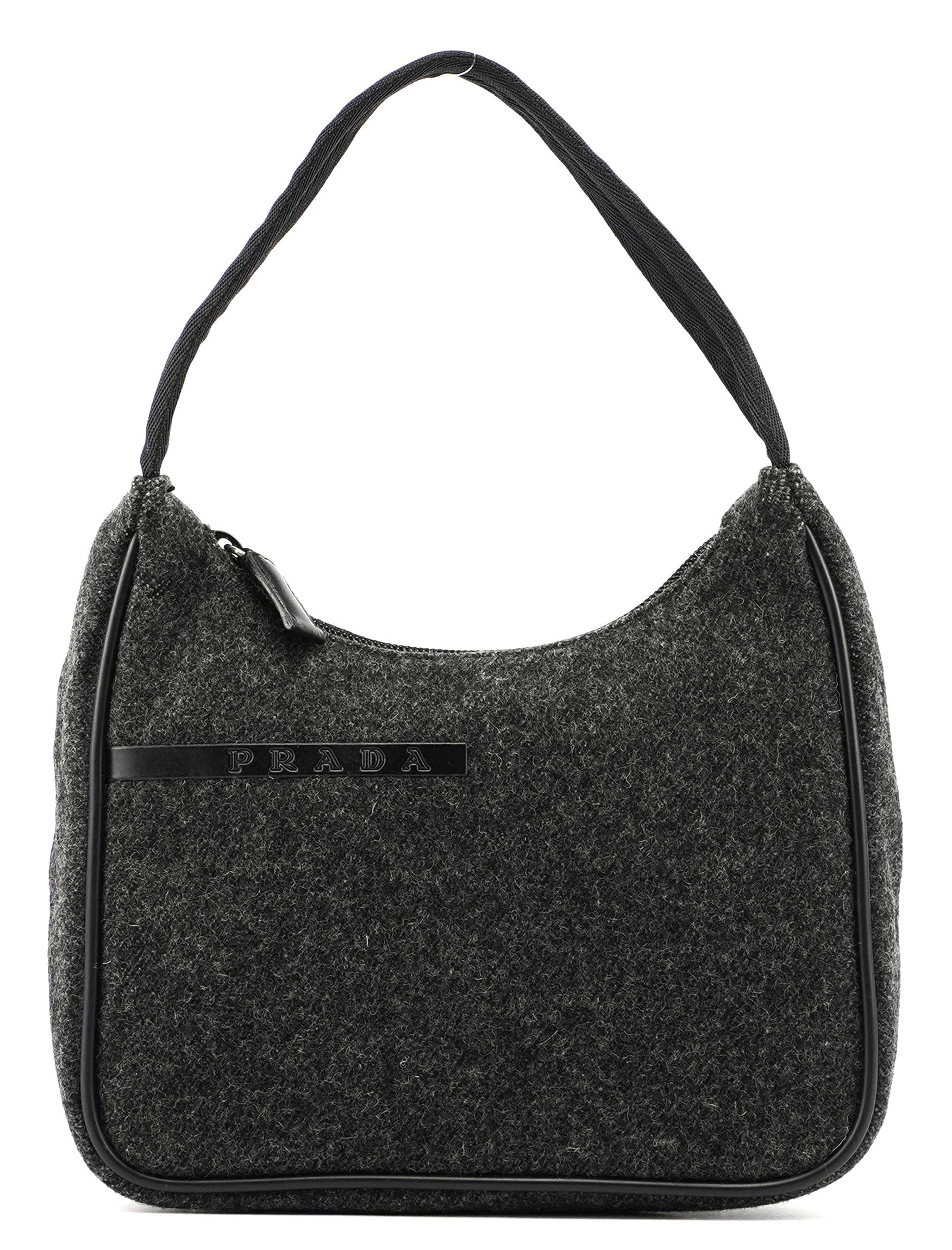 Anthracite Wool Mini Hobo Bag