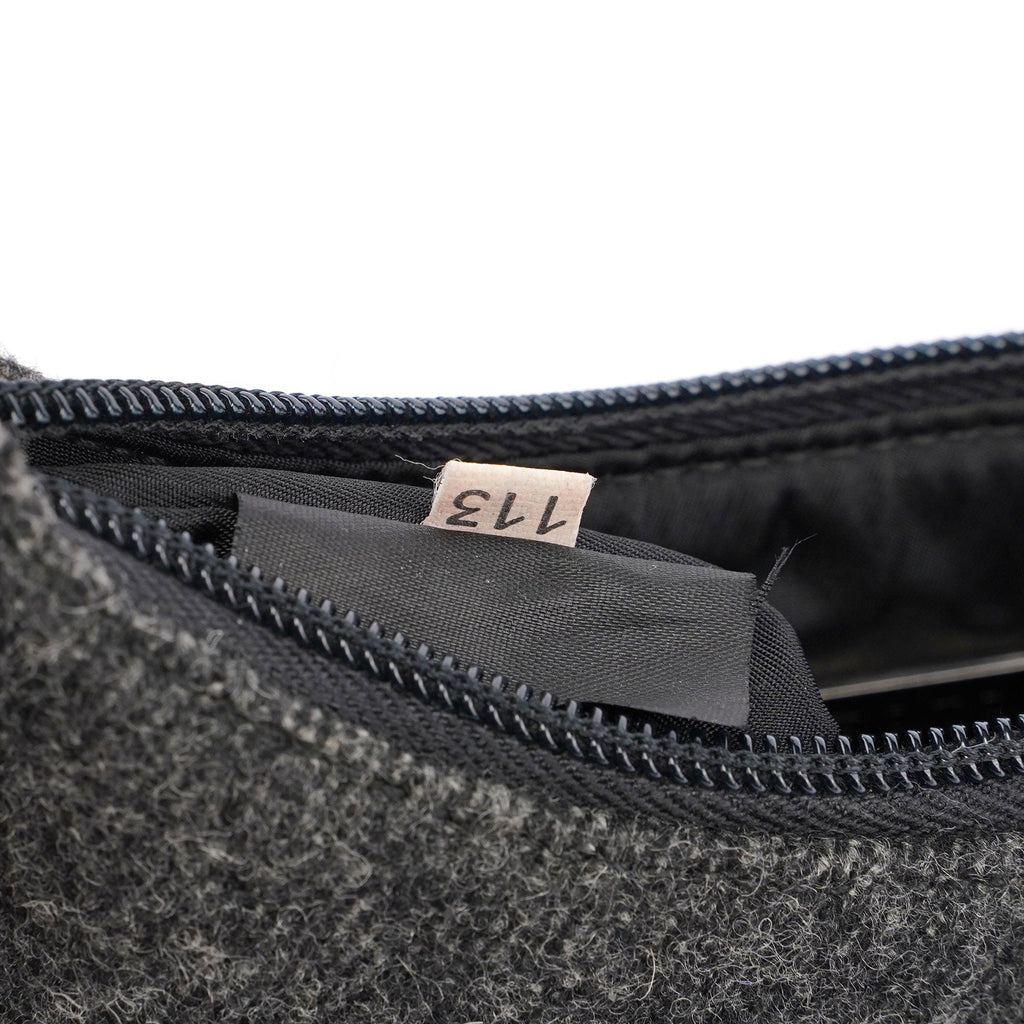 Anthracite Wool Mini Hobo Bag
