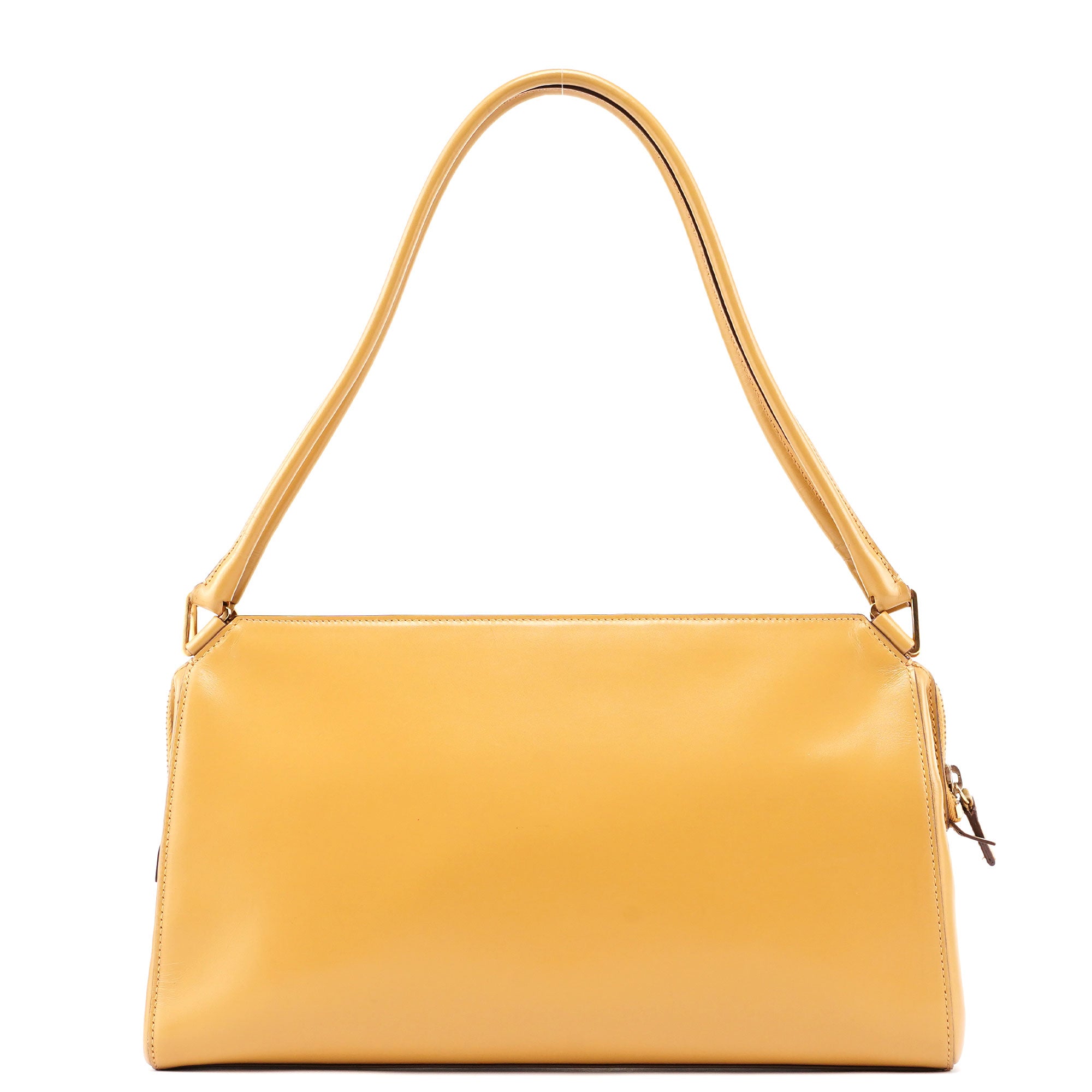 B11028 Yellow Leather Chic Shoulder Bag