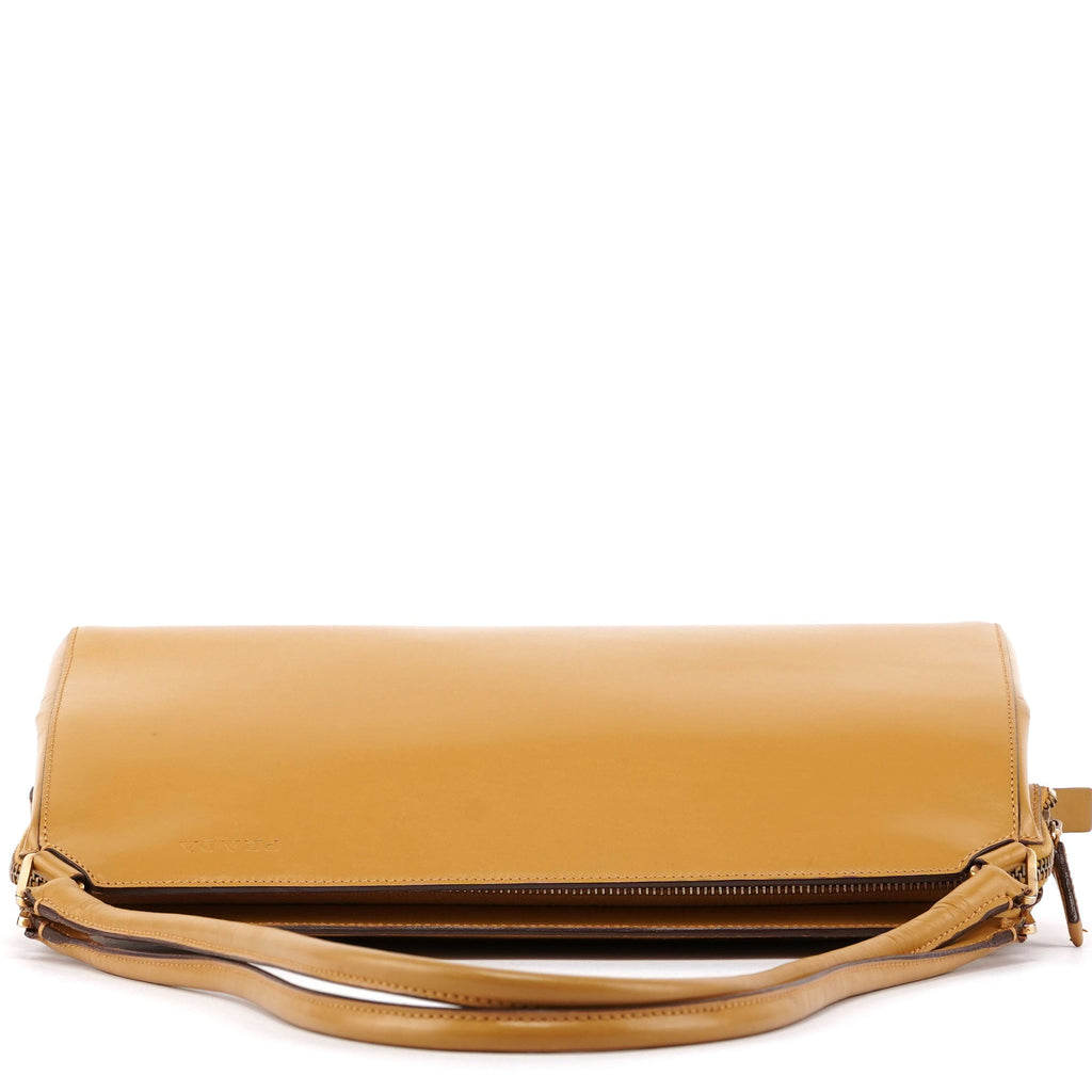 B11028 Yellow Leather Chic Shoulder Bag