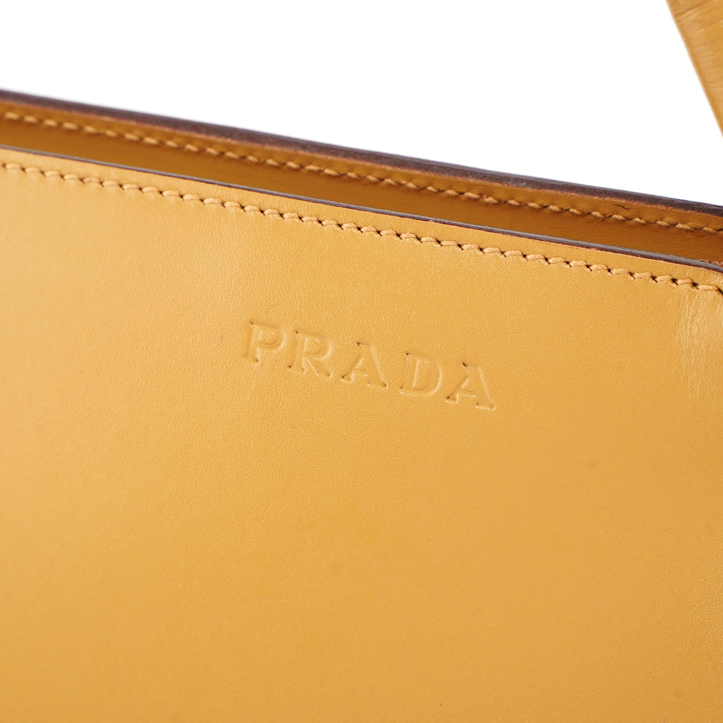 B11028 Yellow Leather Chic Shoulder Bag