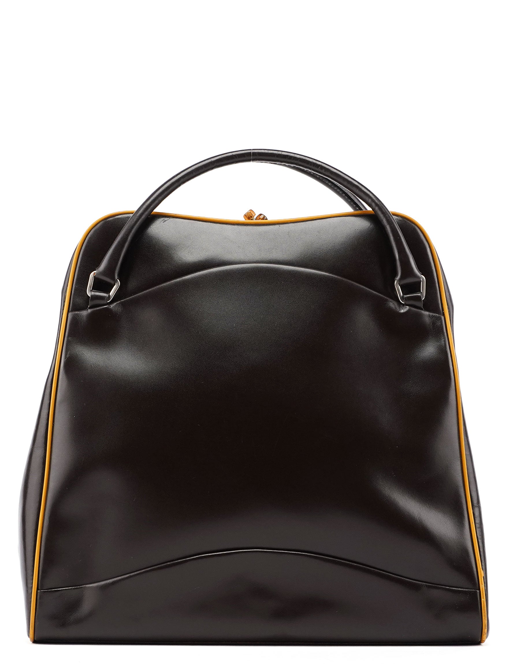 B11163 Brown Vitello Frame Campaign Bag