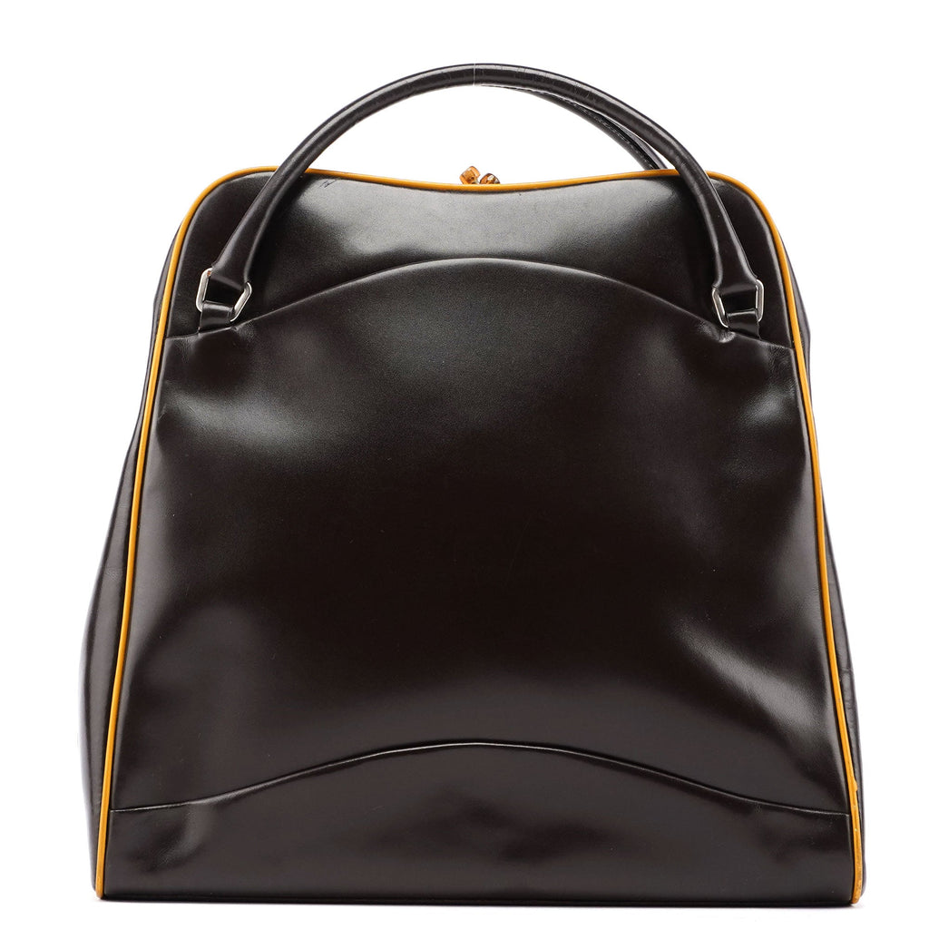 B11163 Brown Vitello Frame Campaign Bag