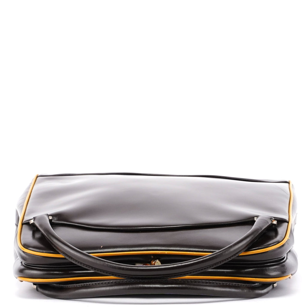 B11163 Brown Vitello Frame Campaign Bag