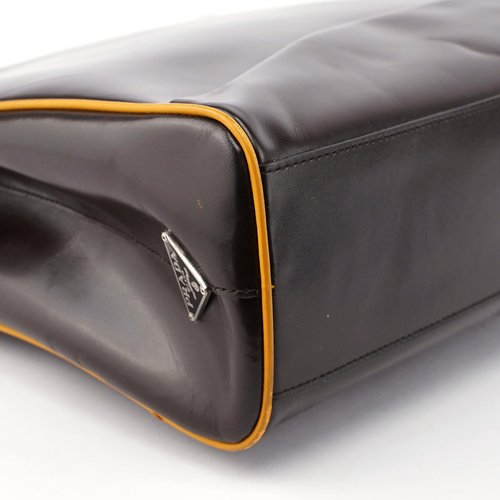 B11163 Brown Vitello Frame Campaign Bag