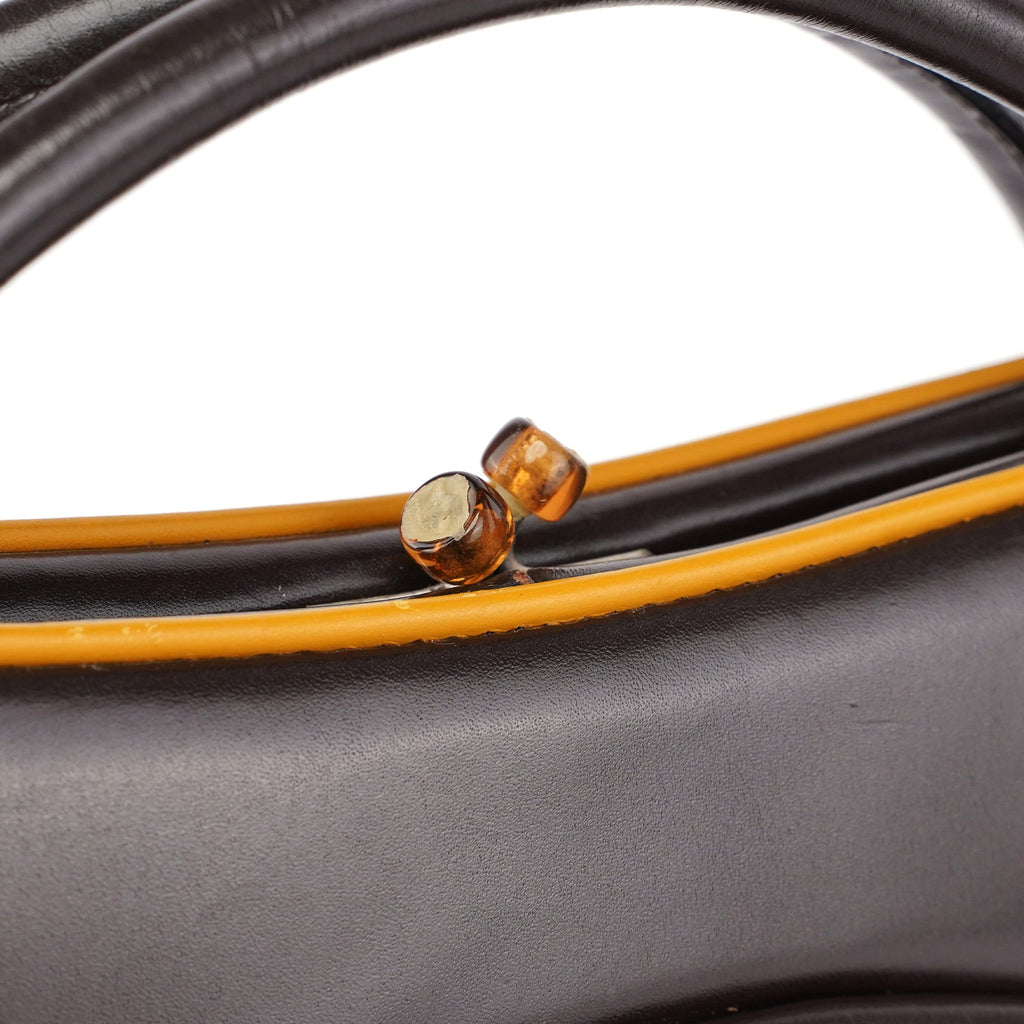 B11163 Brown Vitello Frame Campaign Bag