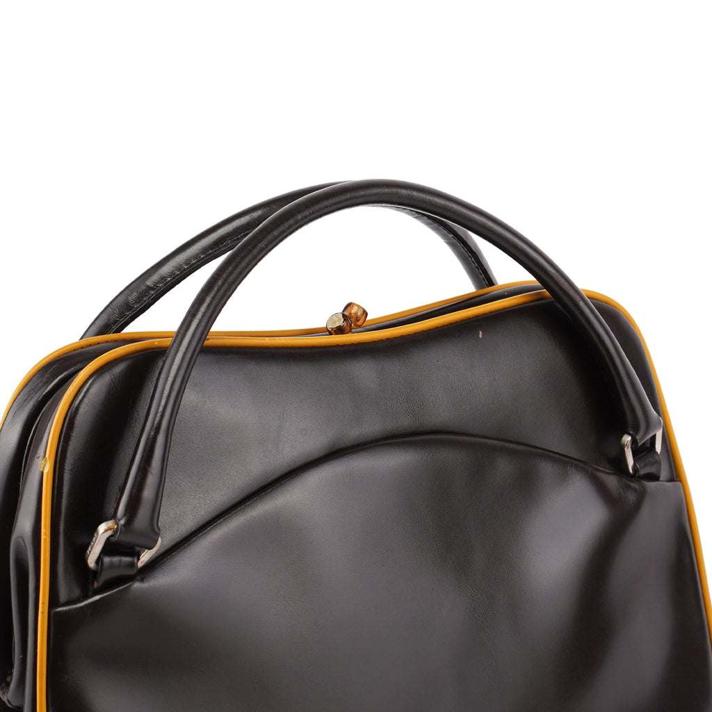 B11163 Brown Vitello Frame Campaign Bag