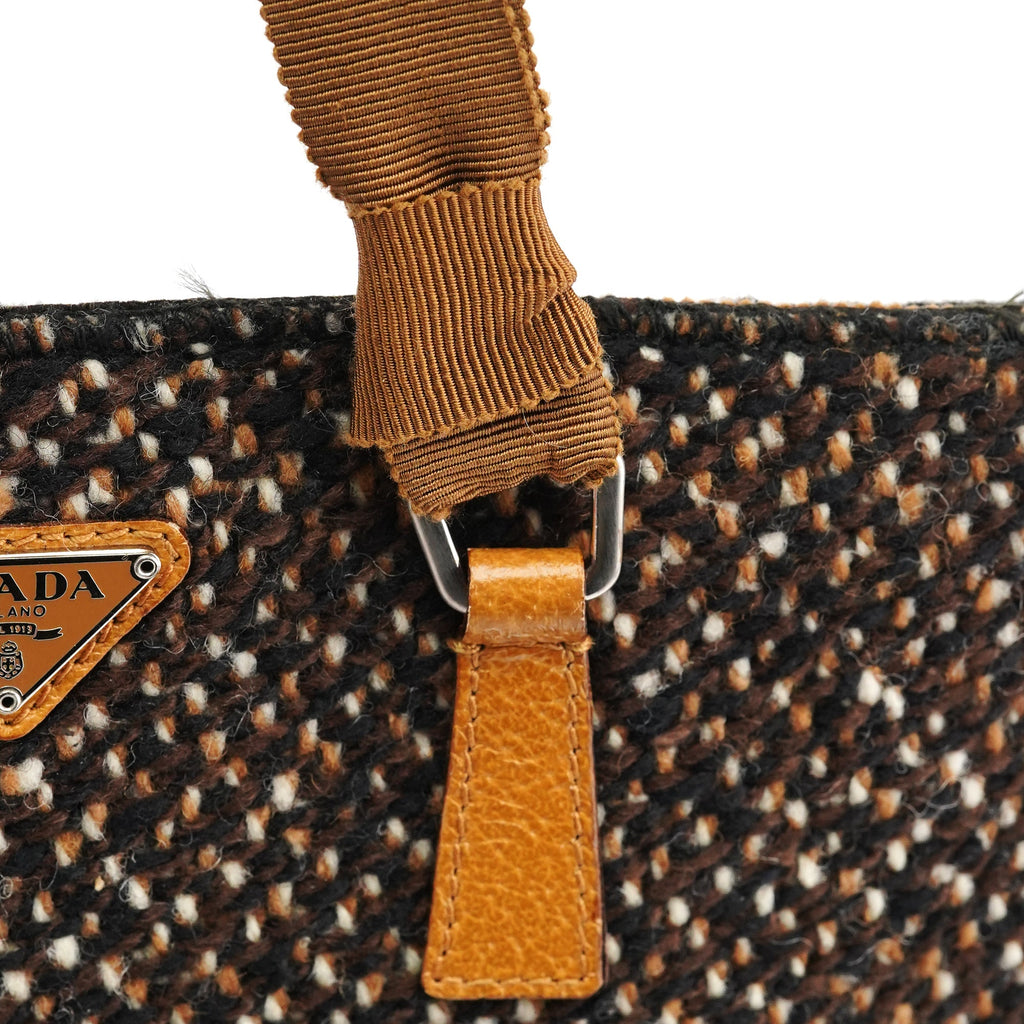 B11266 Brown Tweed Leather Tote Bag