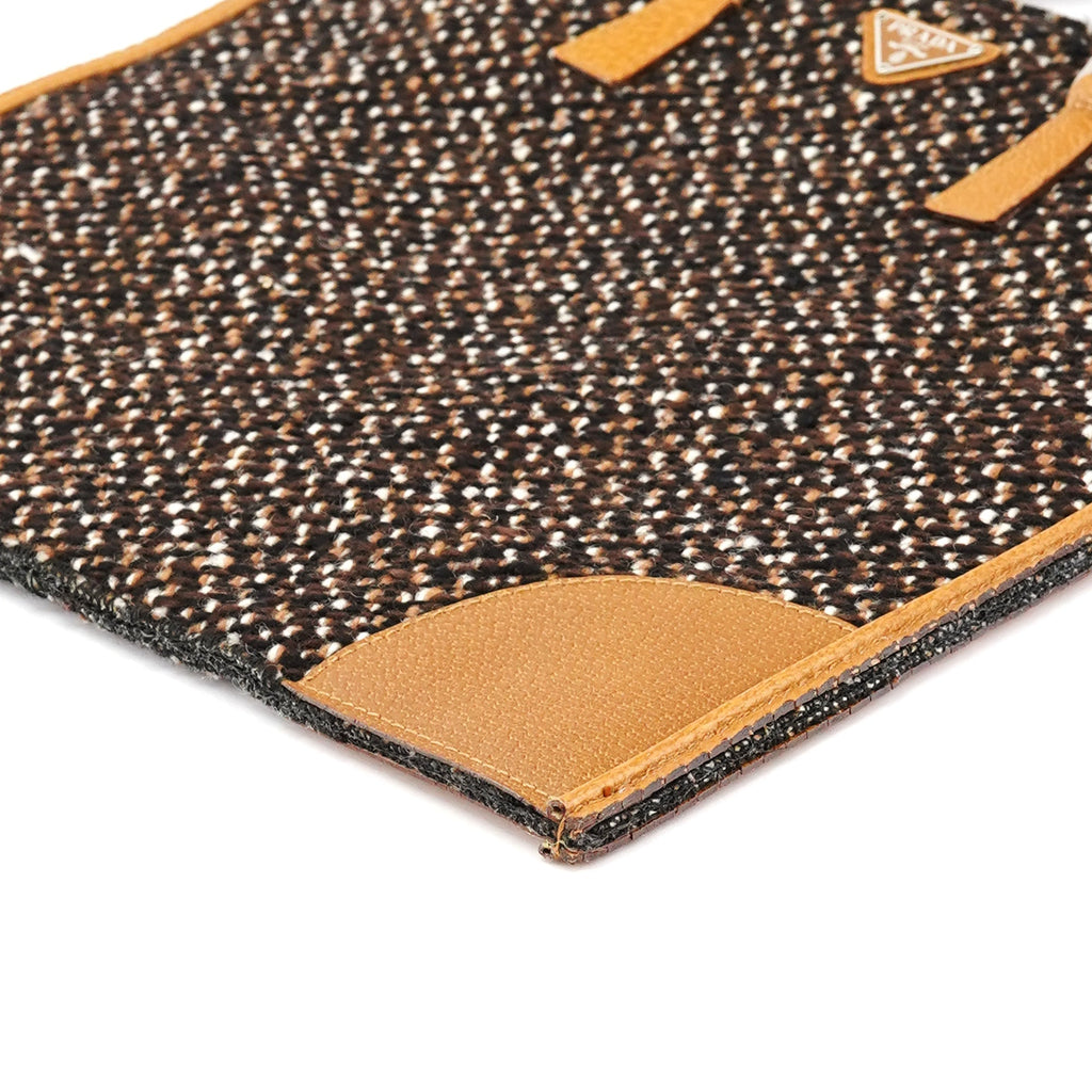 B11266 Brown Tweed Leather Tote Bag