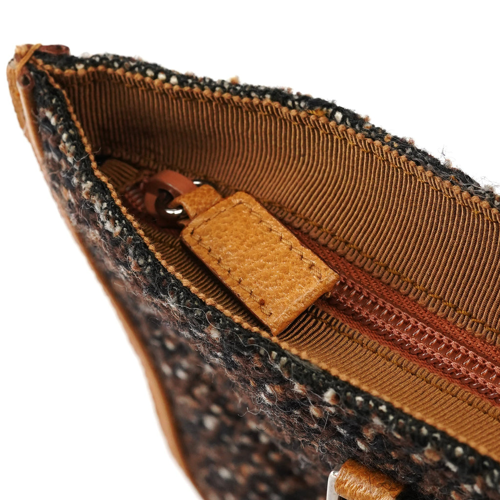 B11266 Brown Tweed Leather Tote Bag
