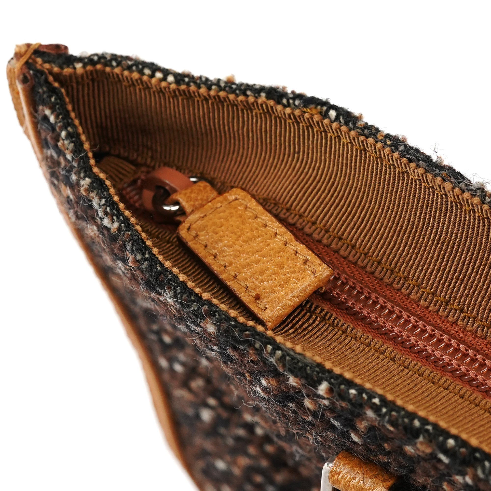 B11266 Brown Tweed Leather Tote Bag