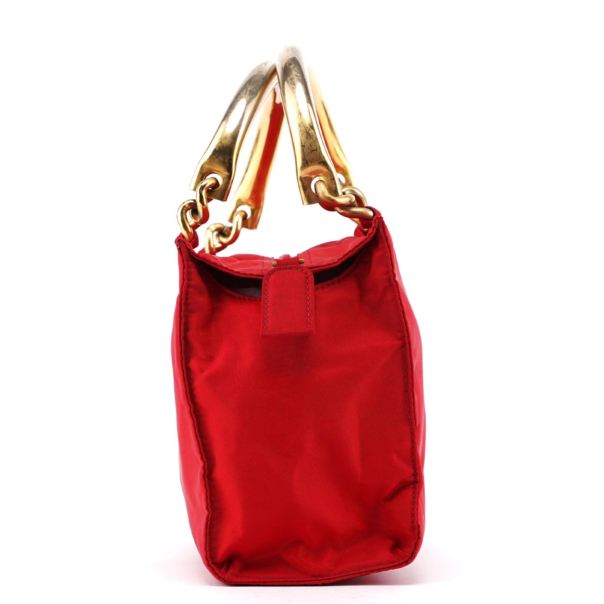 B2513 Red Tessuto Metallo Tote Bag