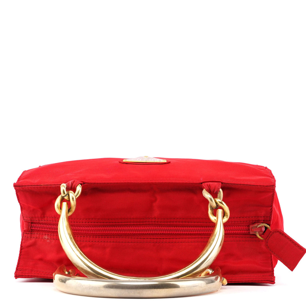 B2513 Red Tessuto Metallo Tote Bag