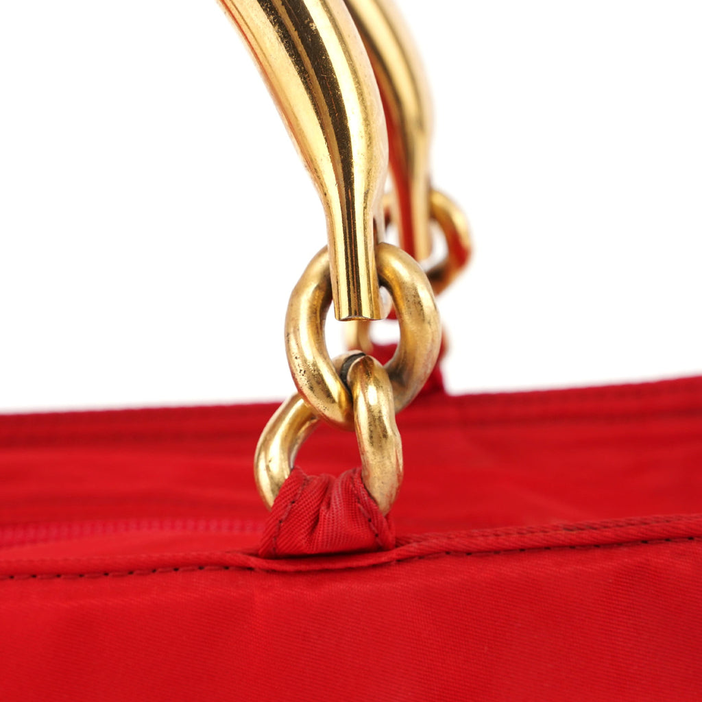 B2513 Red Tessuto Metallo Tote Bag