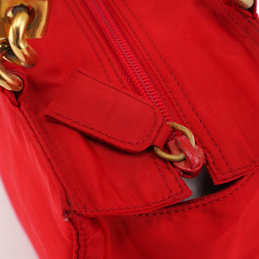 B2513 Red Tessuto Metallo Tote Bag