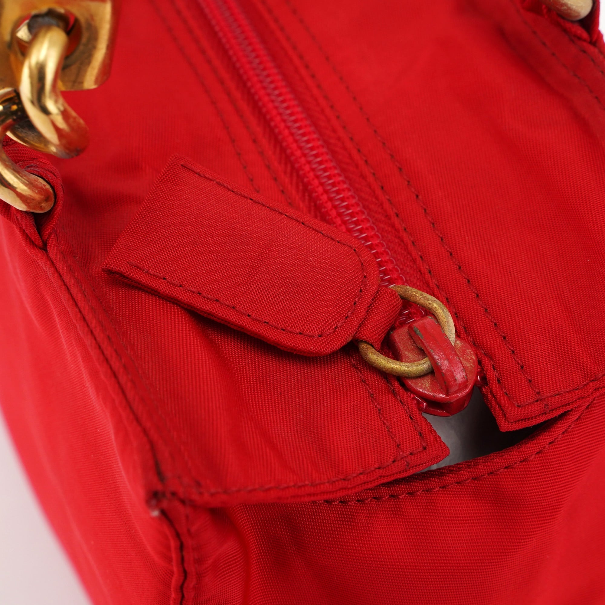 B2513 Red Tessuto Metallo Tote Bag