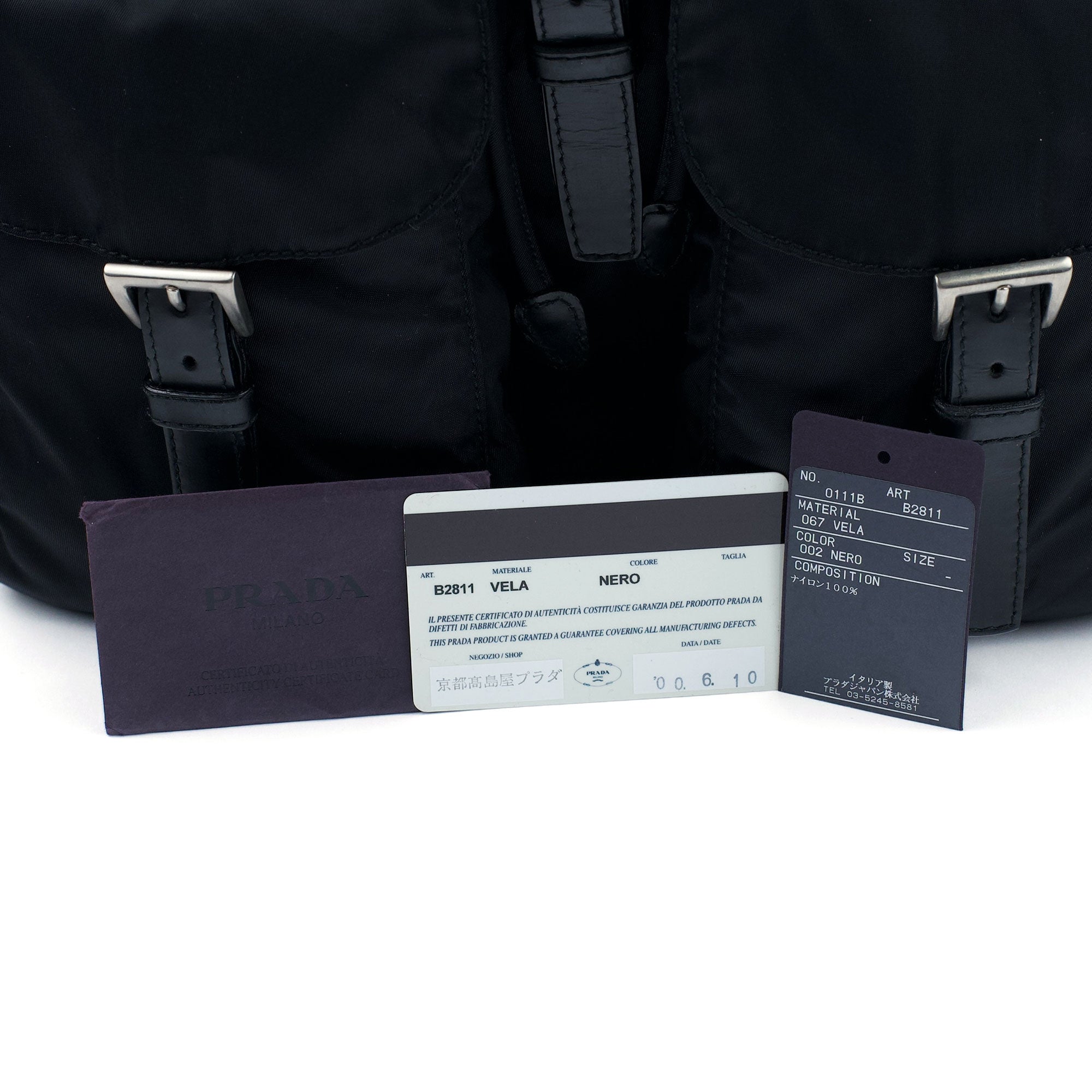 B2811 Black Tessuto Vela Backpack