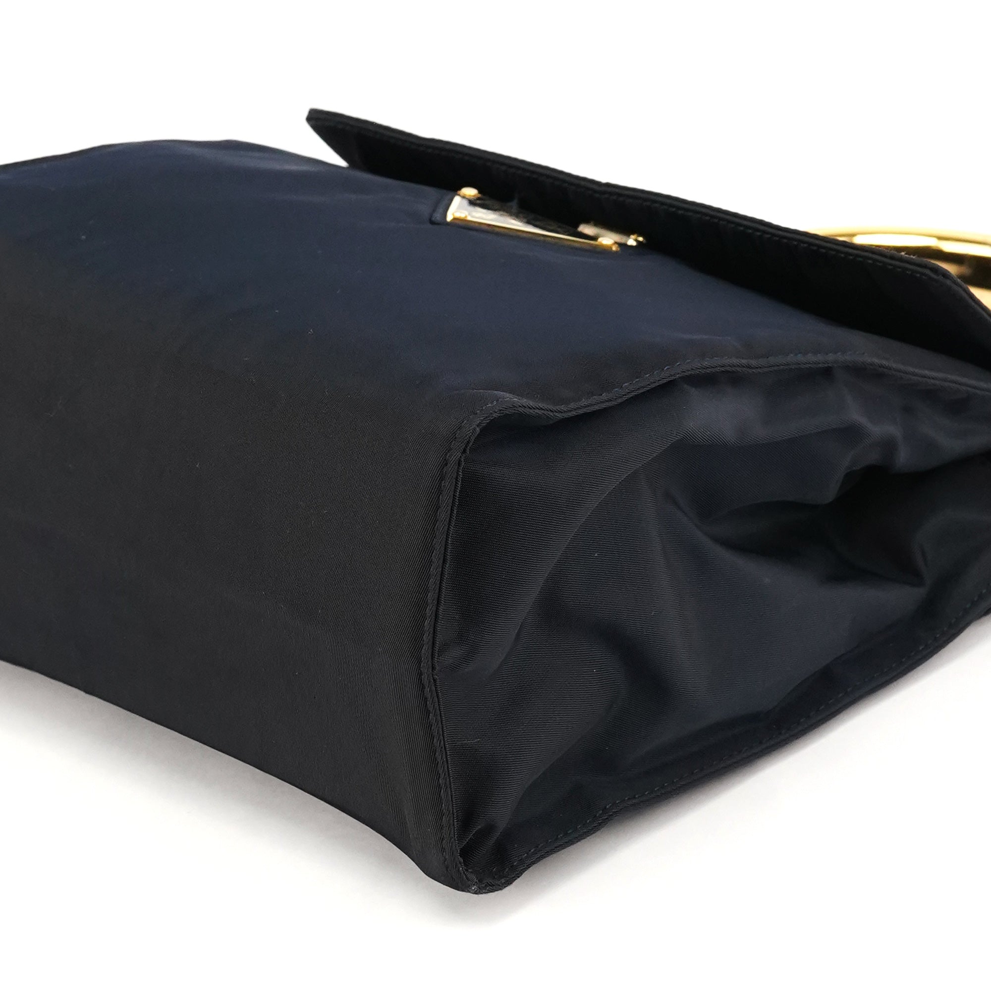 B4066Y Navy Tessuto Metallo Top Handle Bag