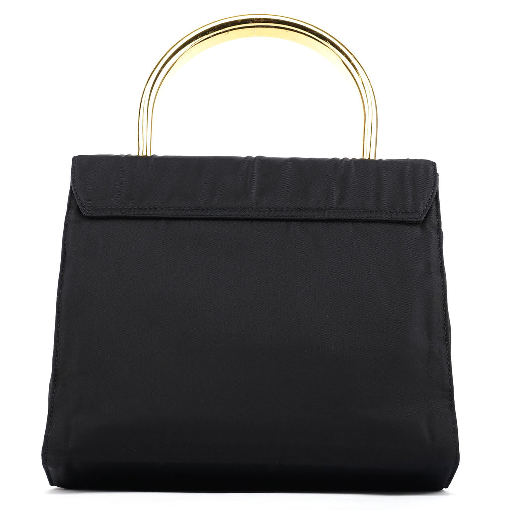 B4066Y Navy Tessuto Metallo Top Handle Bag