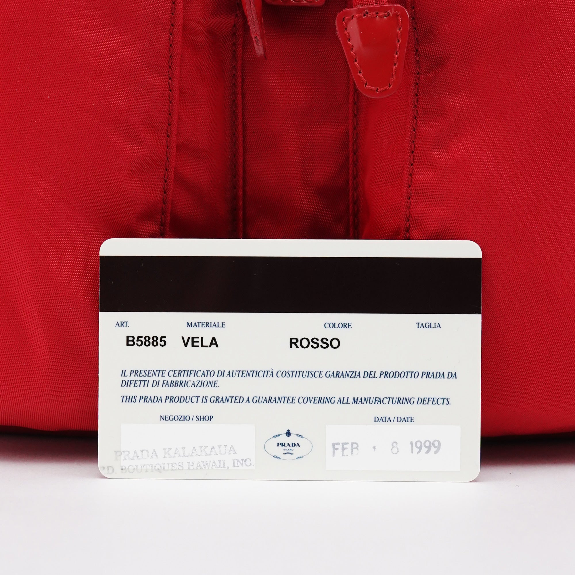 B5885 Red Tessuto Vela Backpack