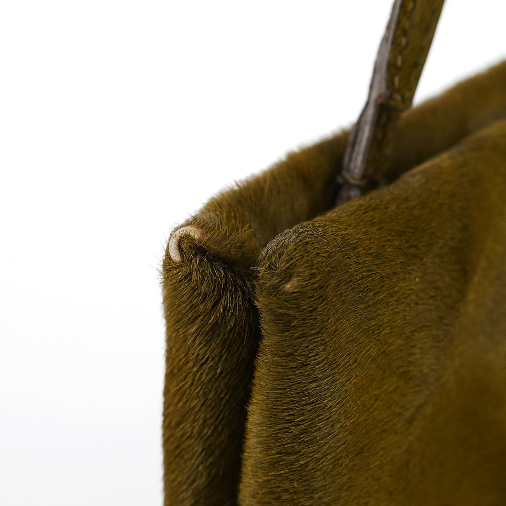 B6278 Green Fur Top Handle Bag