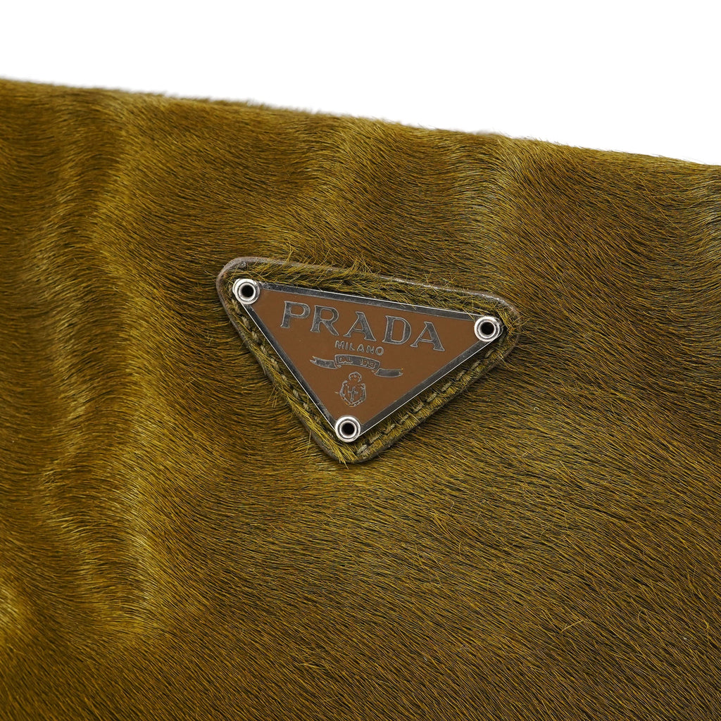 B6278 Green Fur Top Handle Bag