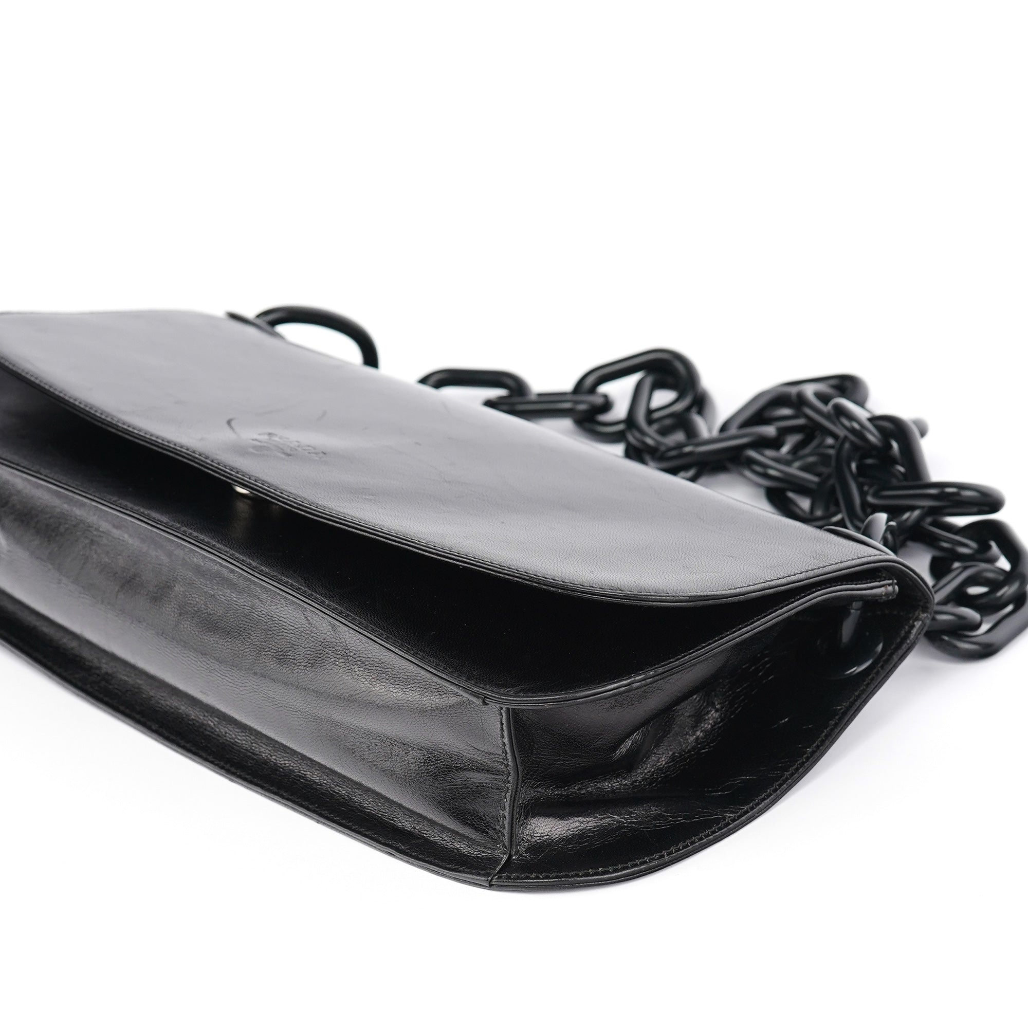 B6378 Black Calfskin Madras Swing Shoulder Bag
