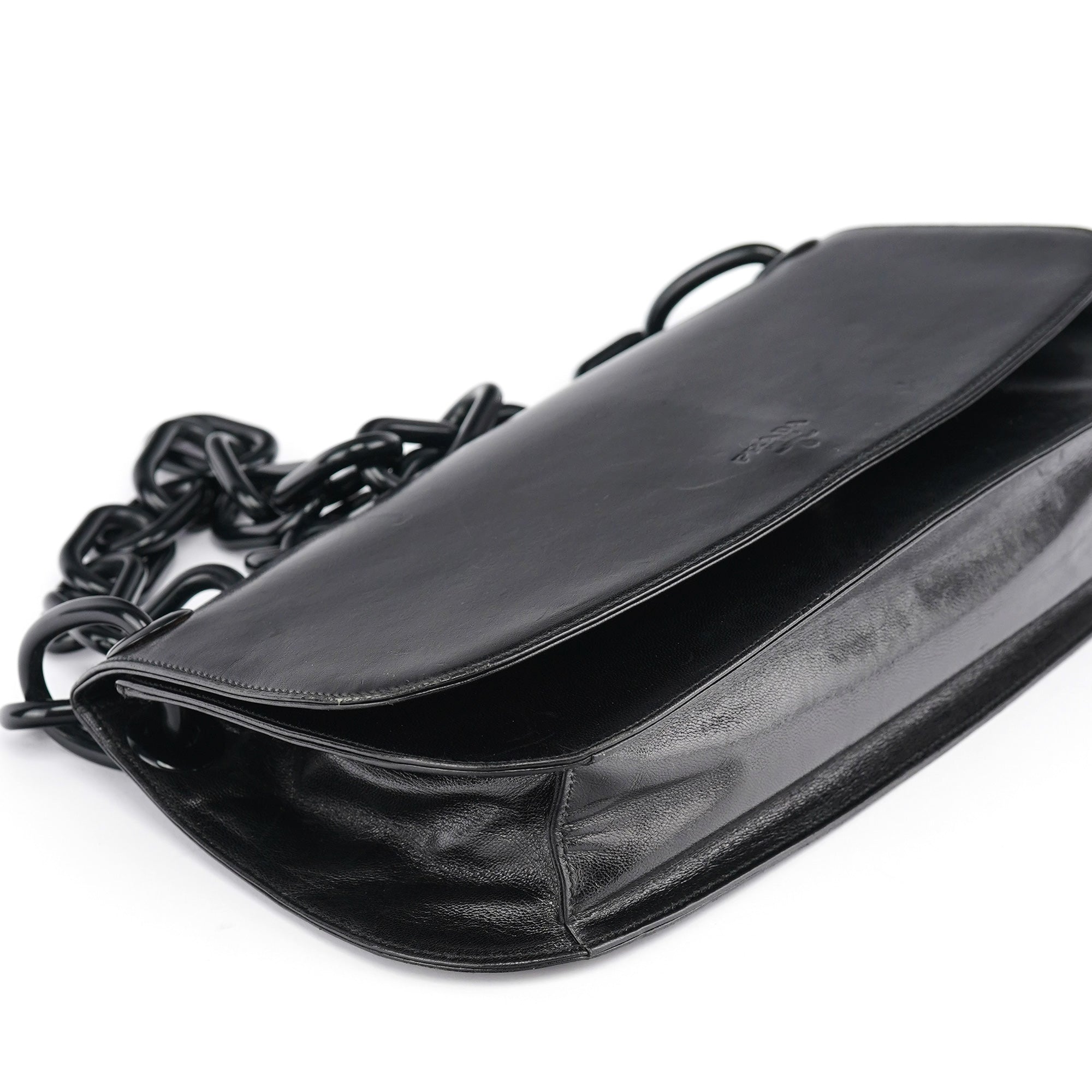 B6378 Black Calfskin Madras Swing Shoulder Bag