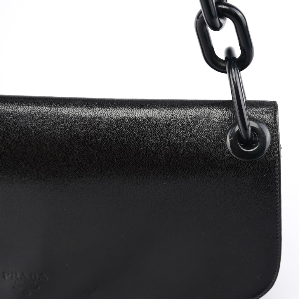 B6378 Black Calfskin Madras Swing Shoulder Bag