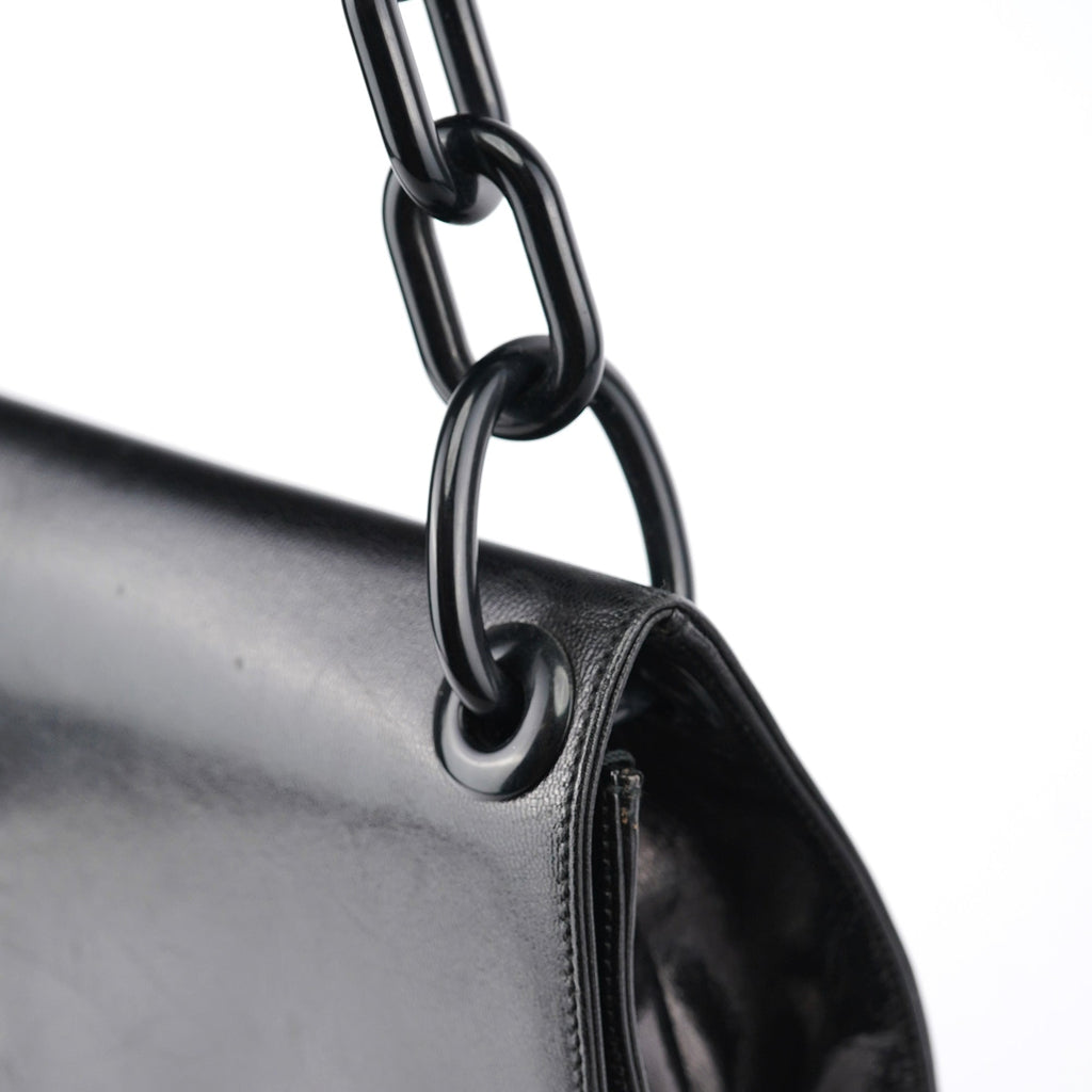 B6378 Black Calfskin Madras Swing Shoulder Bag