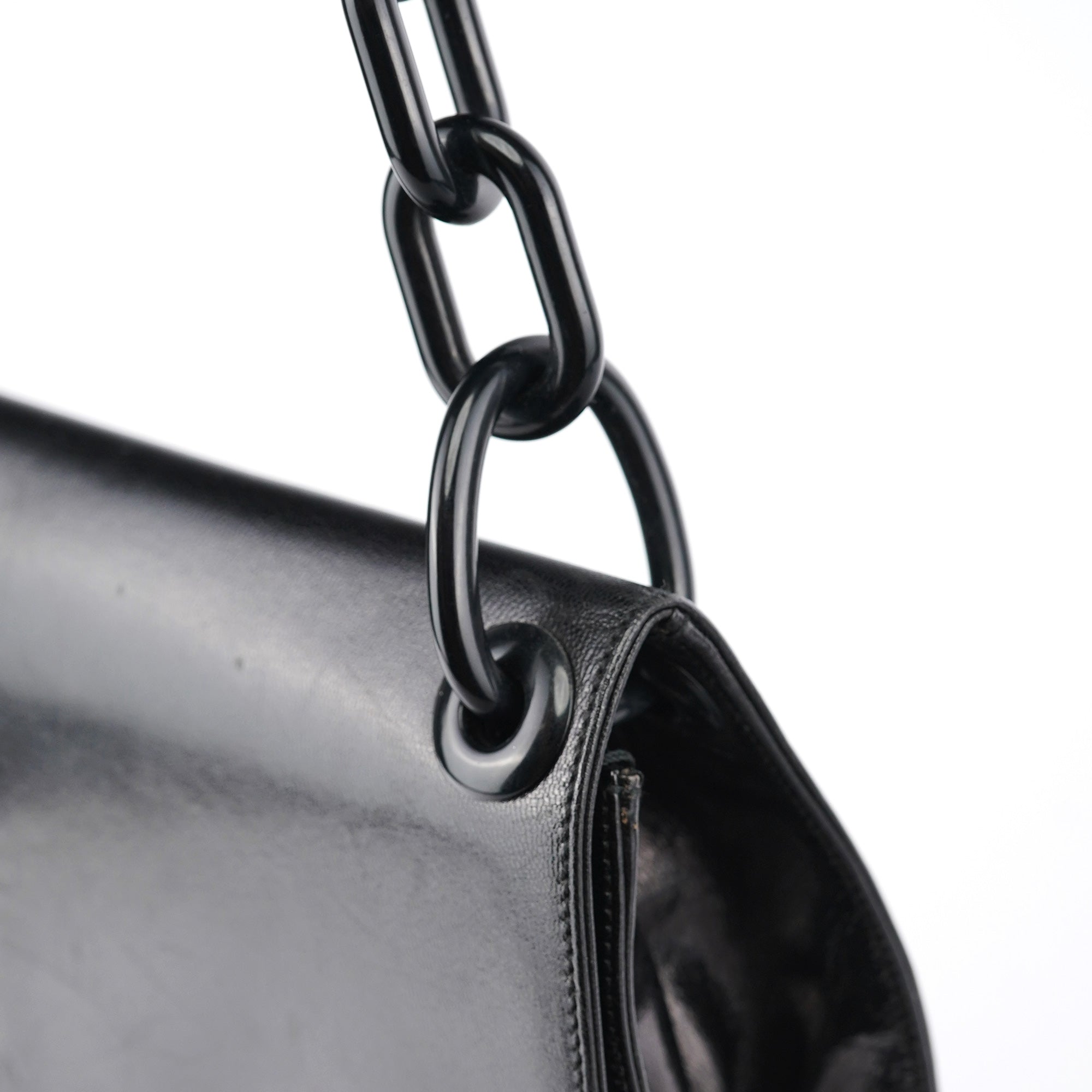 B6378 Black Calfskin Madras Swing Shoulder Bag