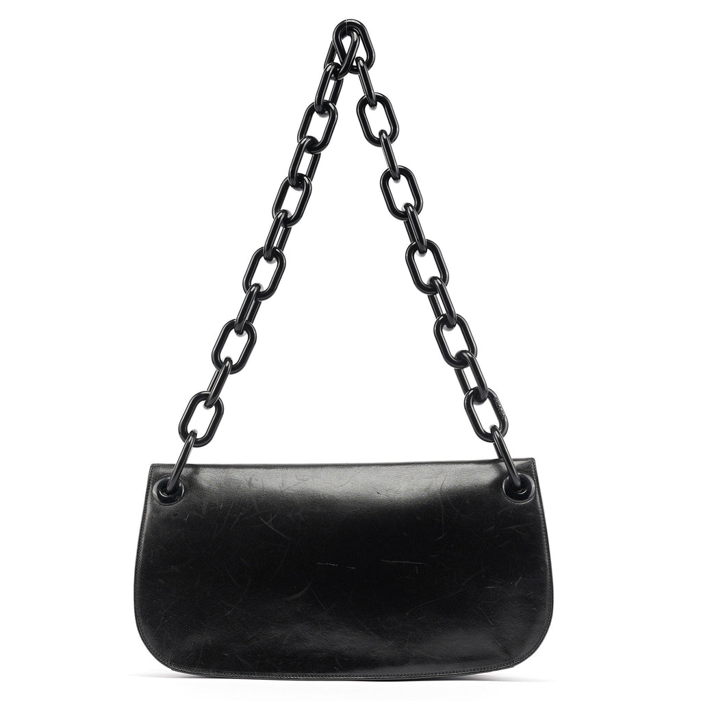 B6378 Black Calfskin Madras Swing Shoulder Bag
