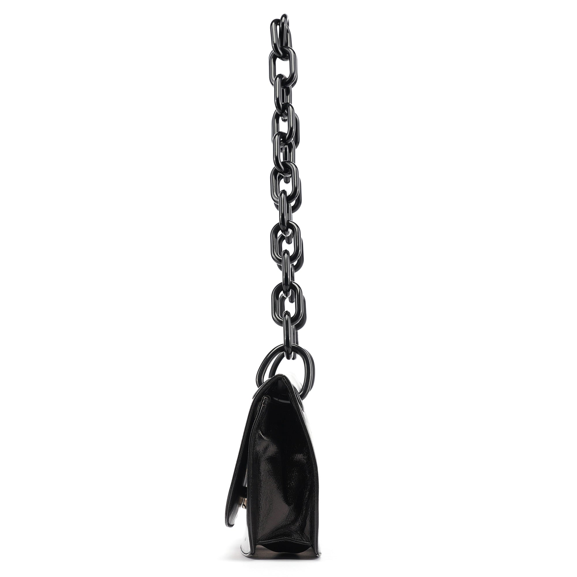 B6378 Black Calfskin Madras Swing Shoulder Bag