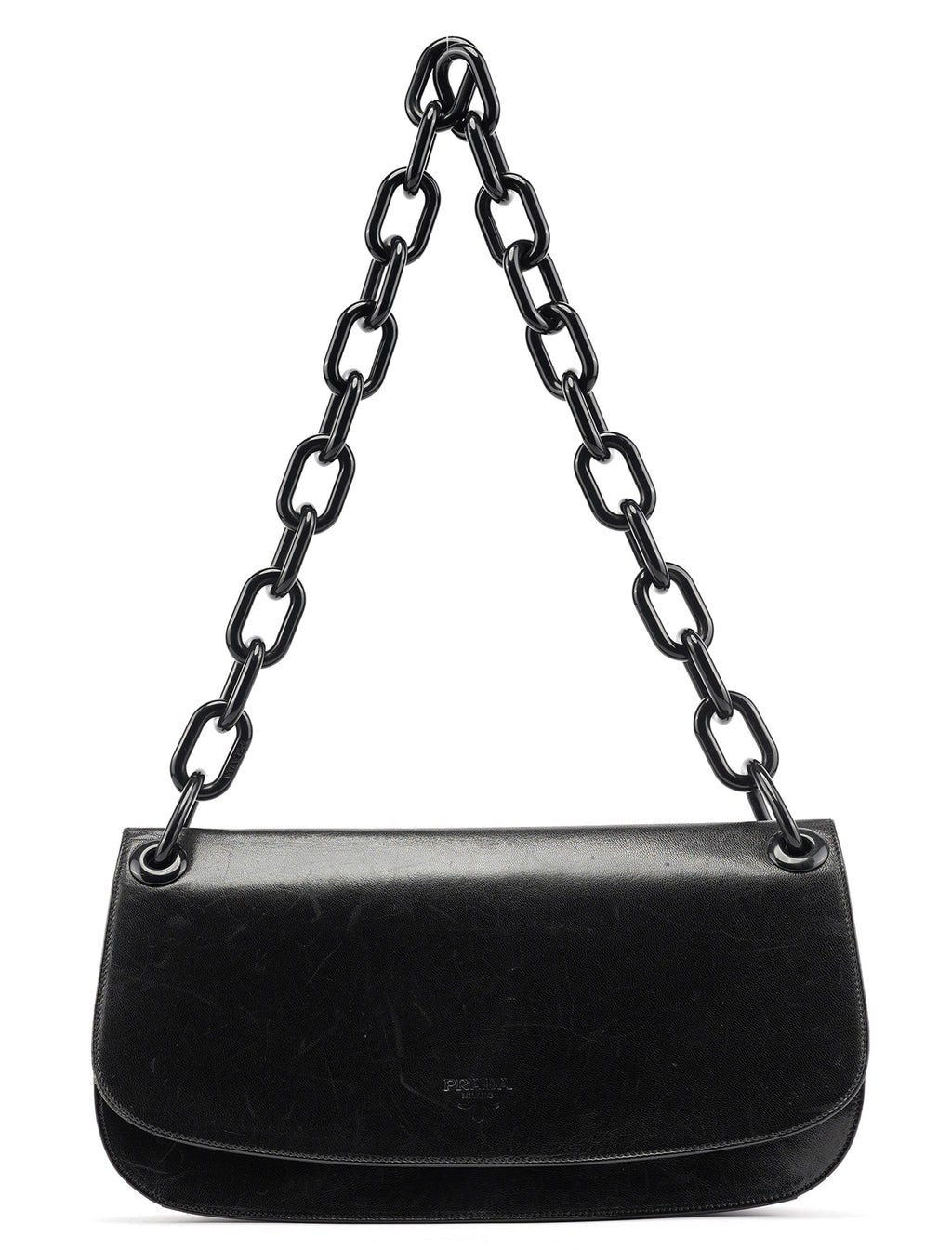 B6378 Black Calfskin Madras Swing Shoulder Bag