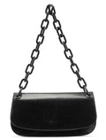 B6378 Black Calfskin Madras Swing Shoulder Bag