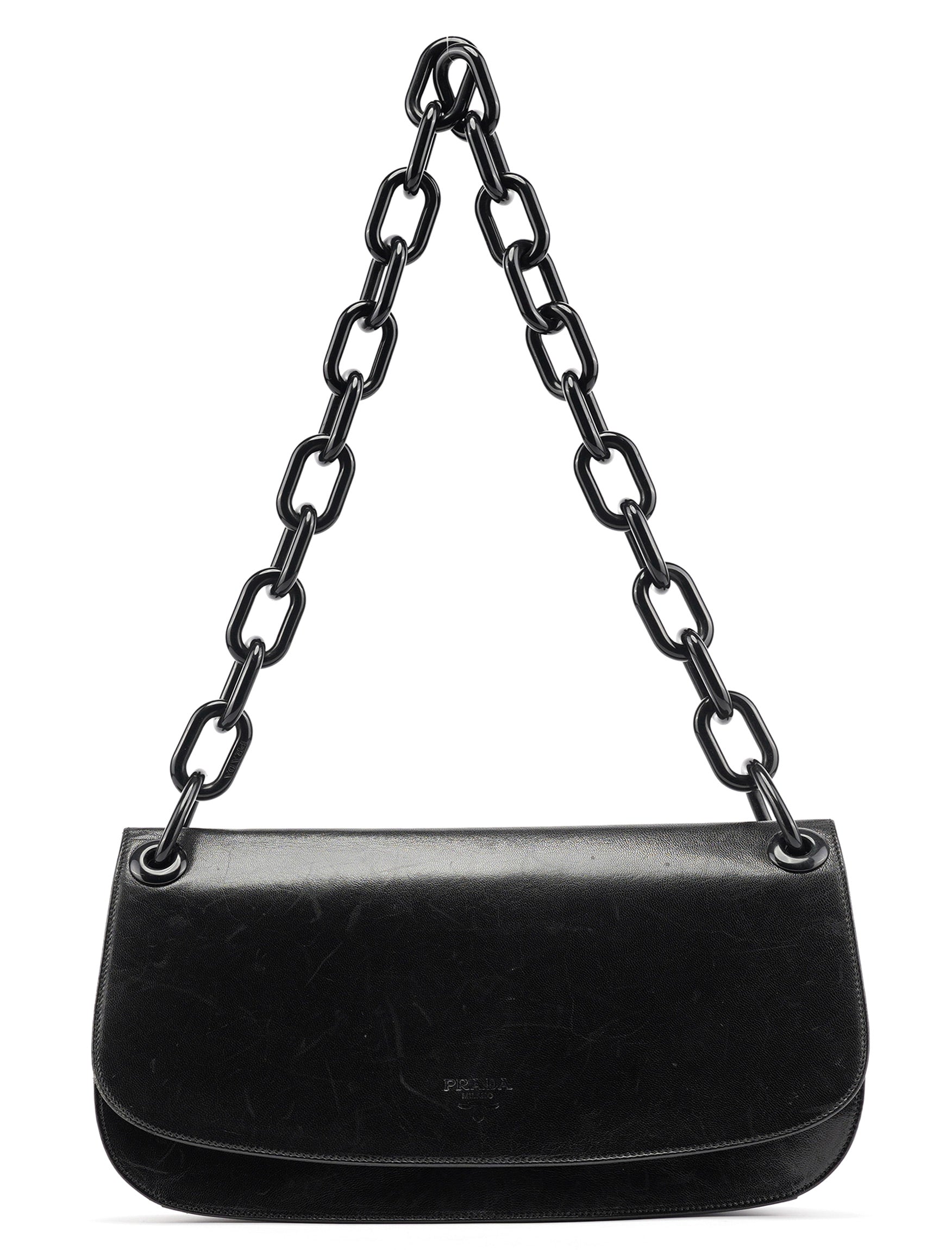 B6378 Black Calfskin Madras Swing Shoulder Bag