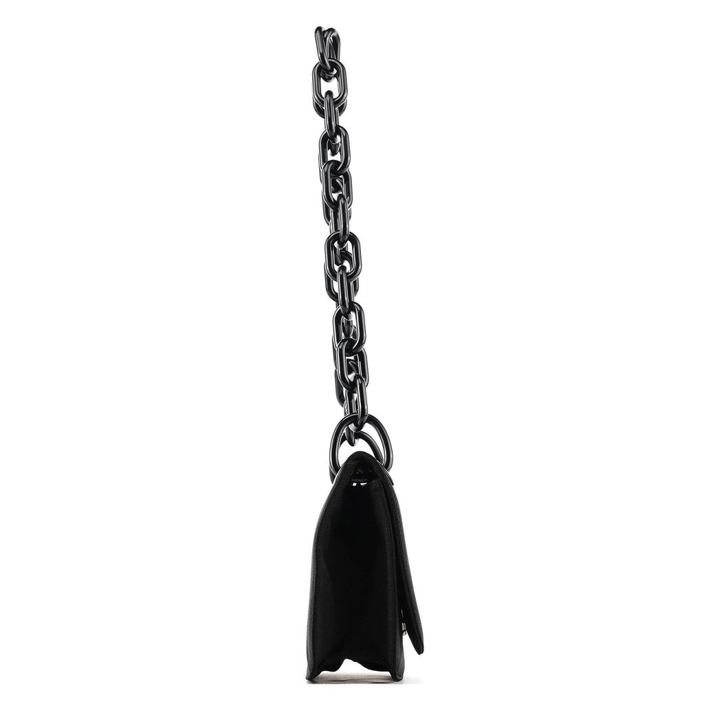 B6436 Black Tessuto Swing Nylon Chain Shoulder Bag