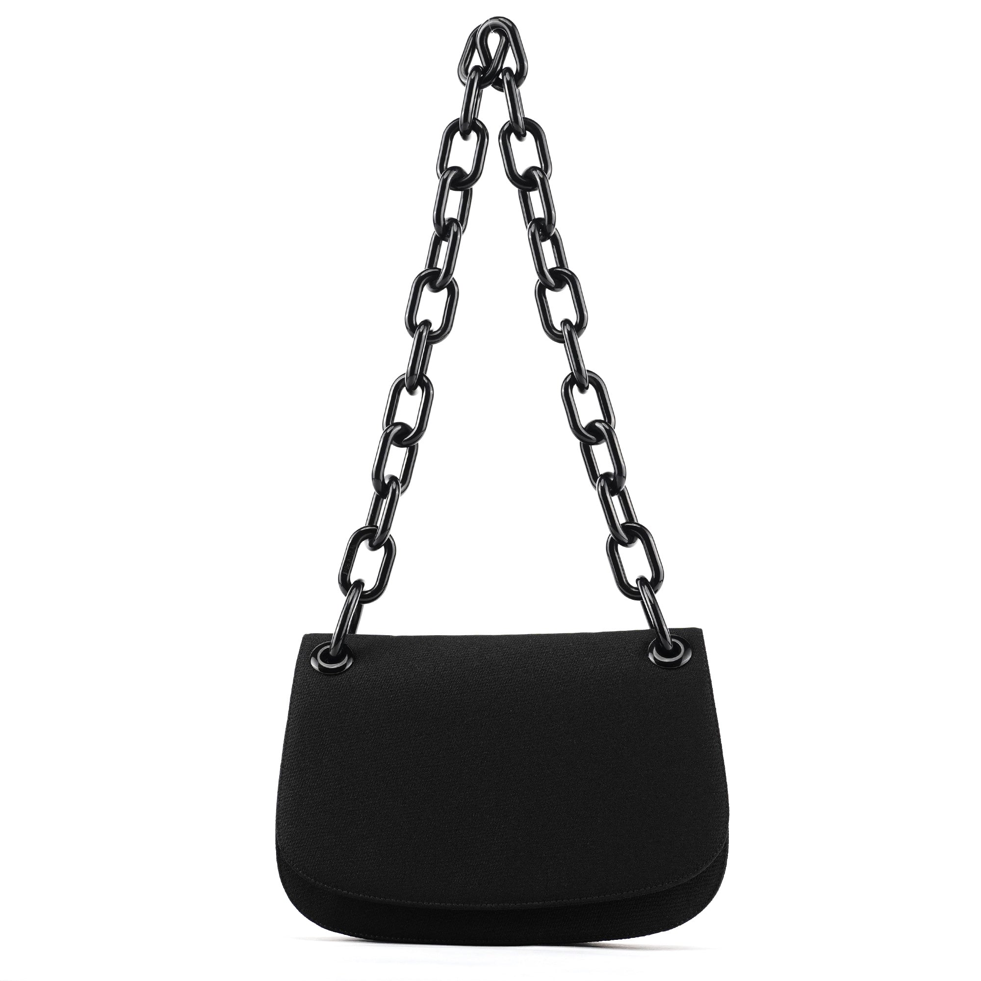 B6436 Black Tessuto Swing Nylon Chain Shoulder Bag