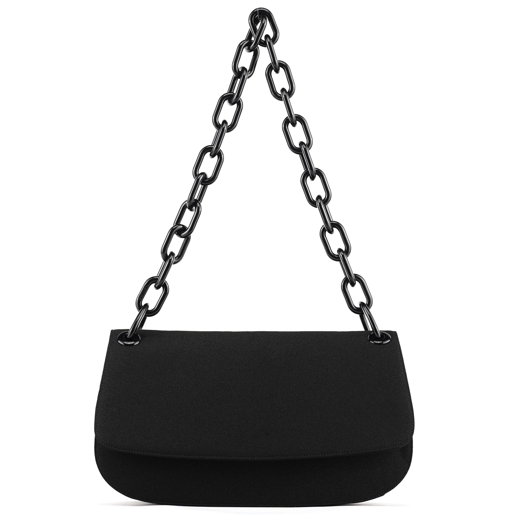B6621 Black Tessuto Swing Chain Shoulder Bag