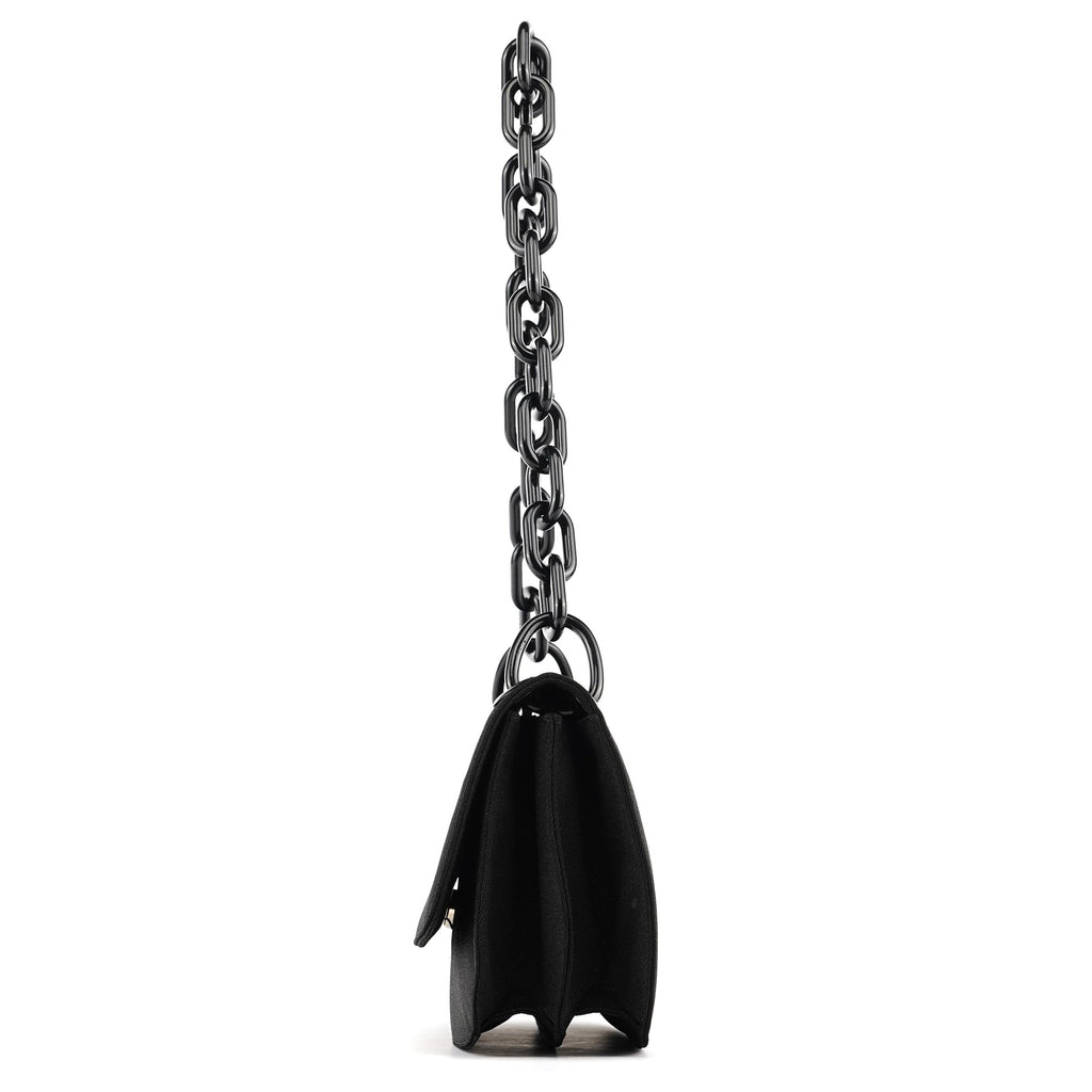 B6621 Black Tessuto Swing Chain Shoulder Bag