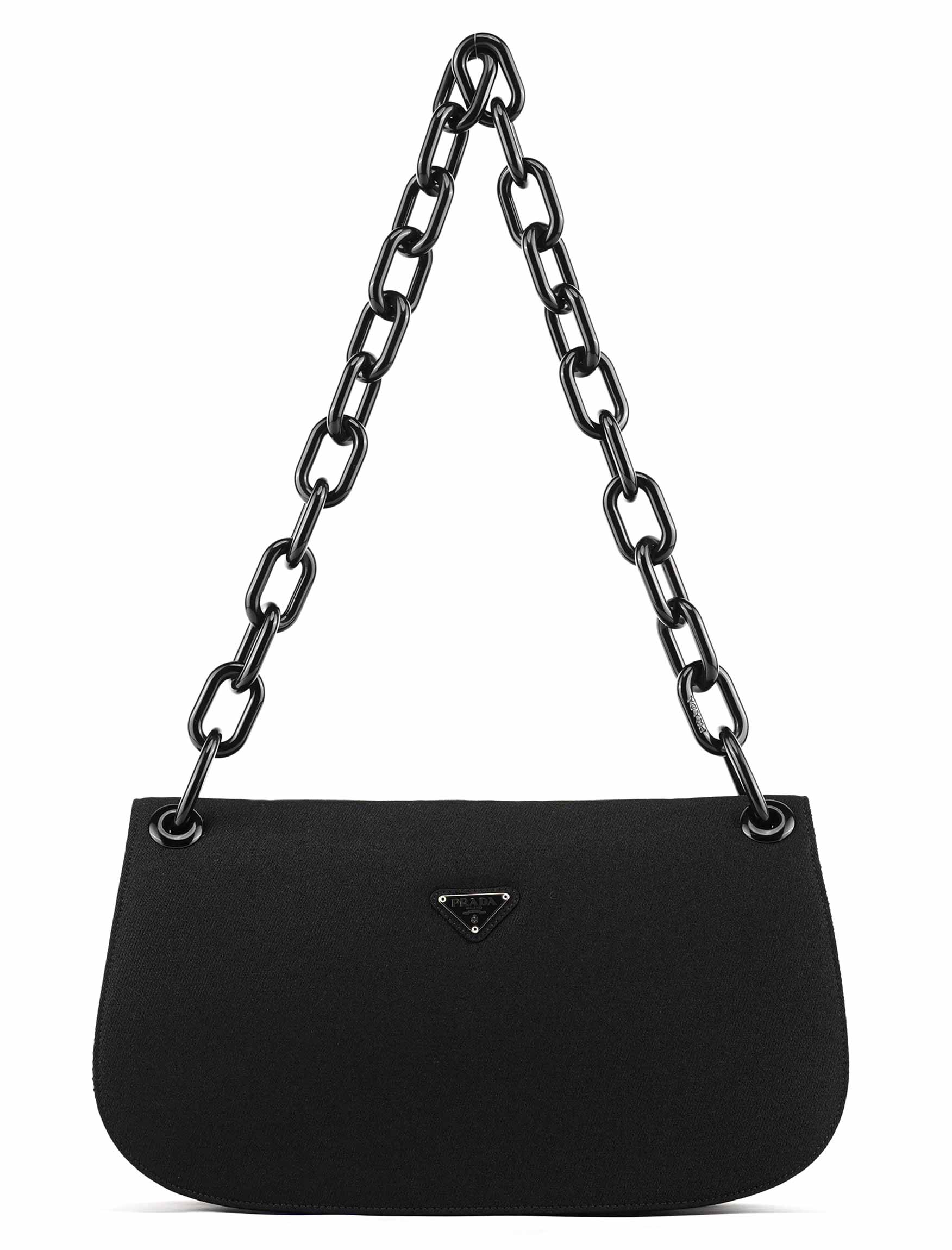 B6621 Black Tessuto Swing Chain Shoulder Bag