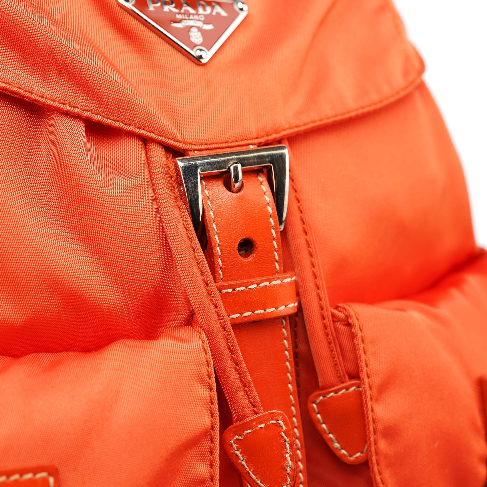 B6677 Orange Tessuto Vela Nylon Backpack