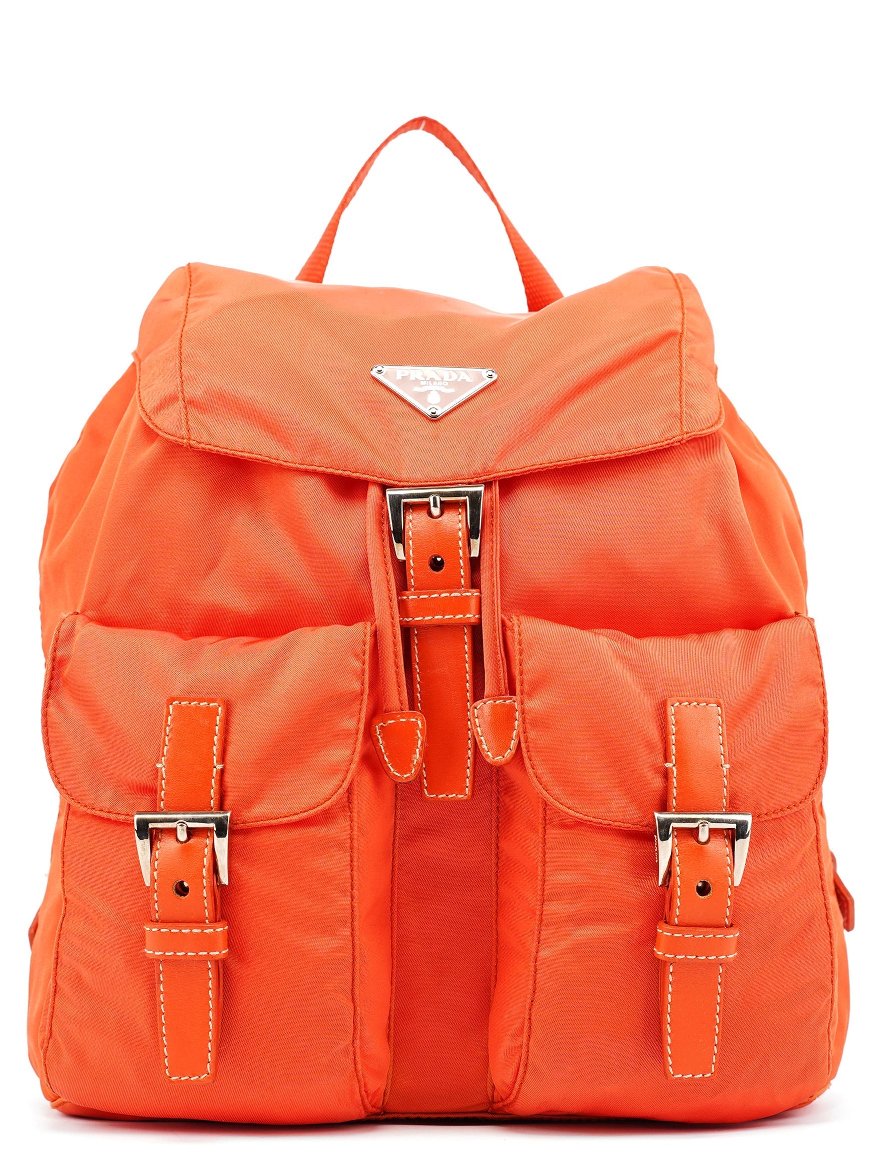 B6677 Orange Tessuto Vela Nylon Backpack