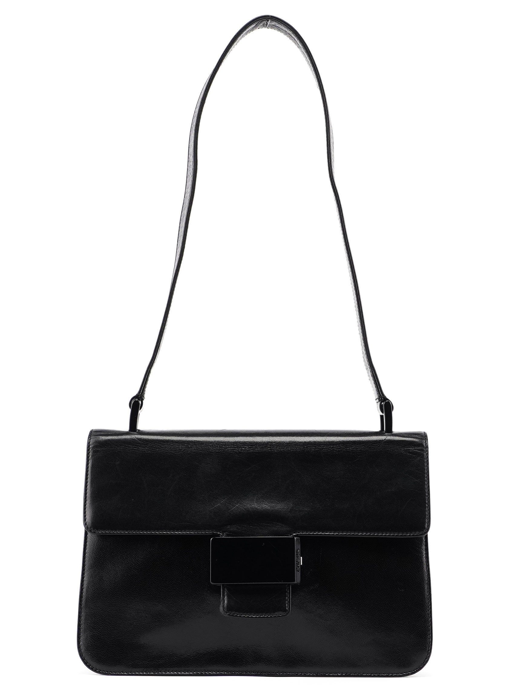 B7020 Black Madras Calfskin Shoulder Bag
