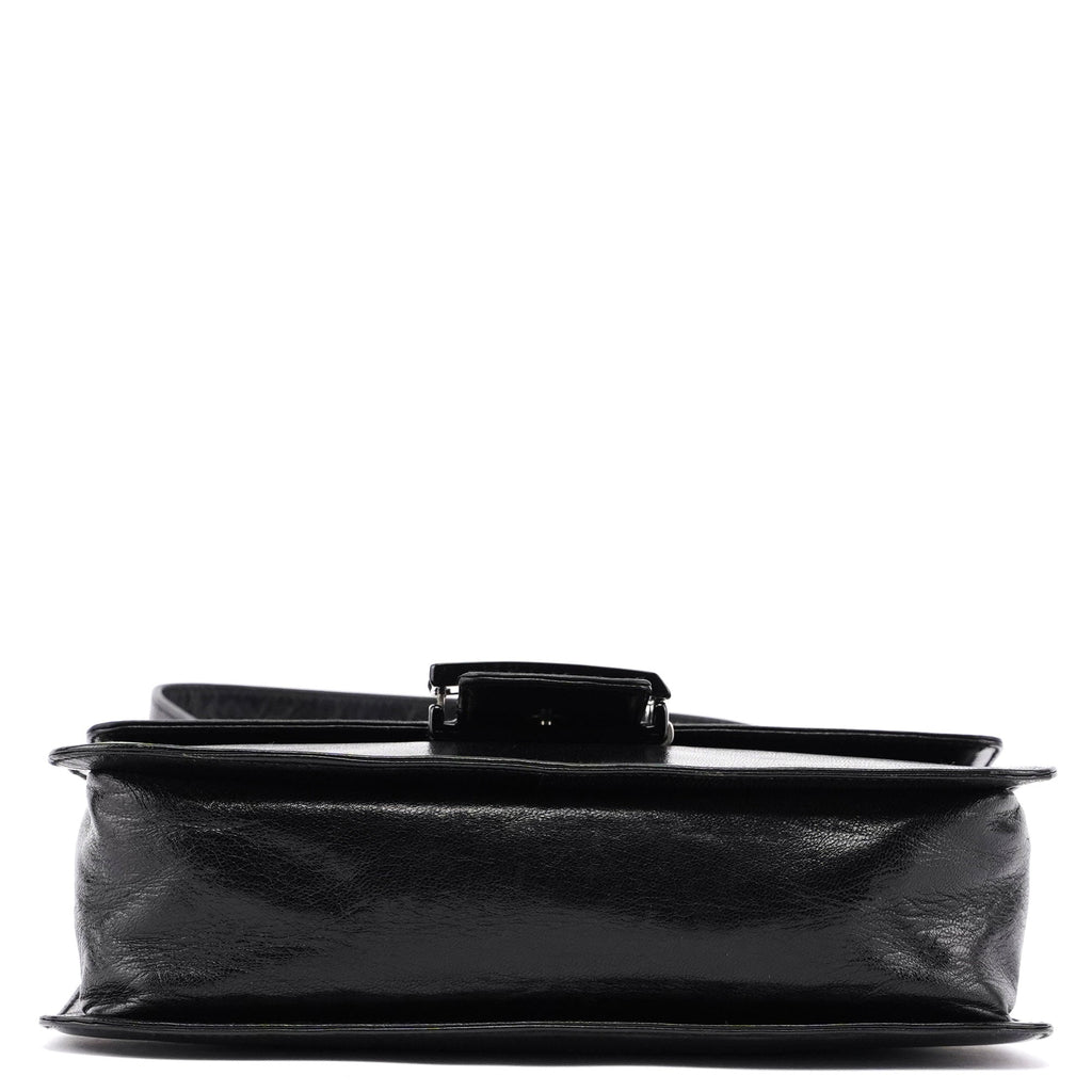 B7020 Black Madras Calfskin Shoulder Bag