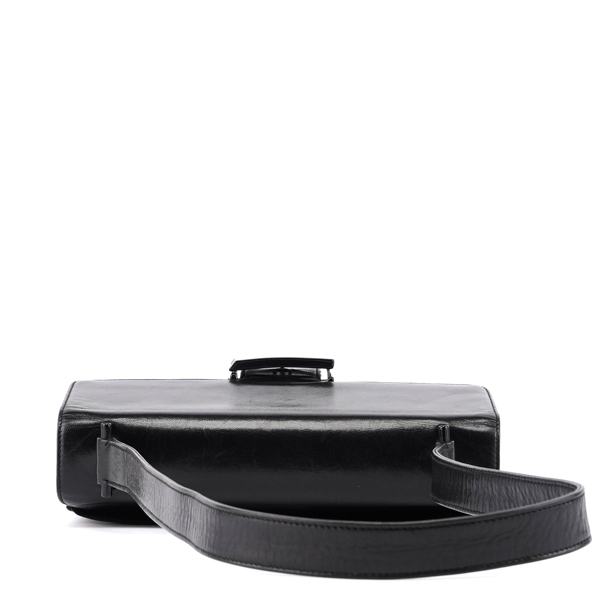 B7020 Black Madras Calfskin Shoulder Bag