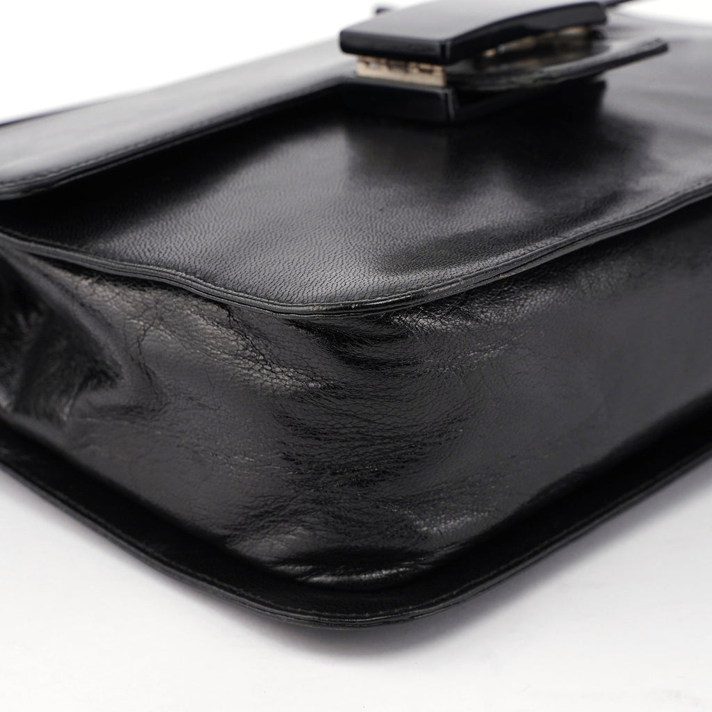 B7020 Black Madras Calfskin Shoulder Bag