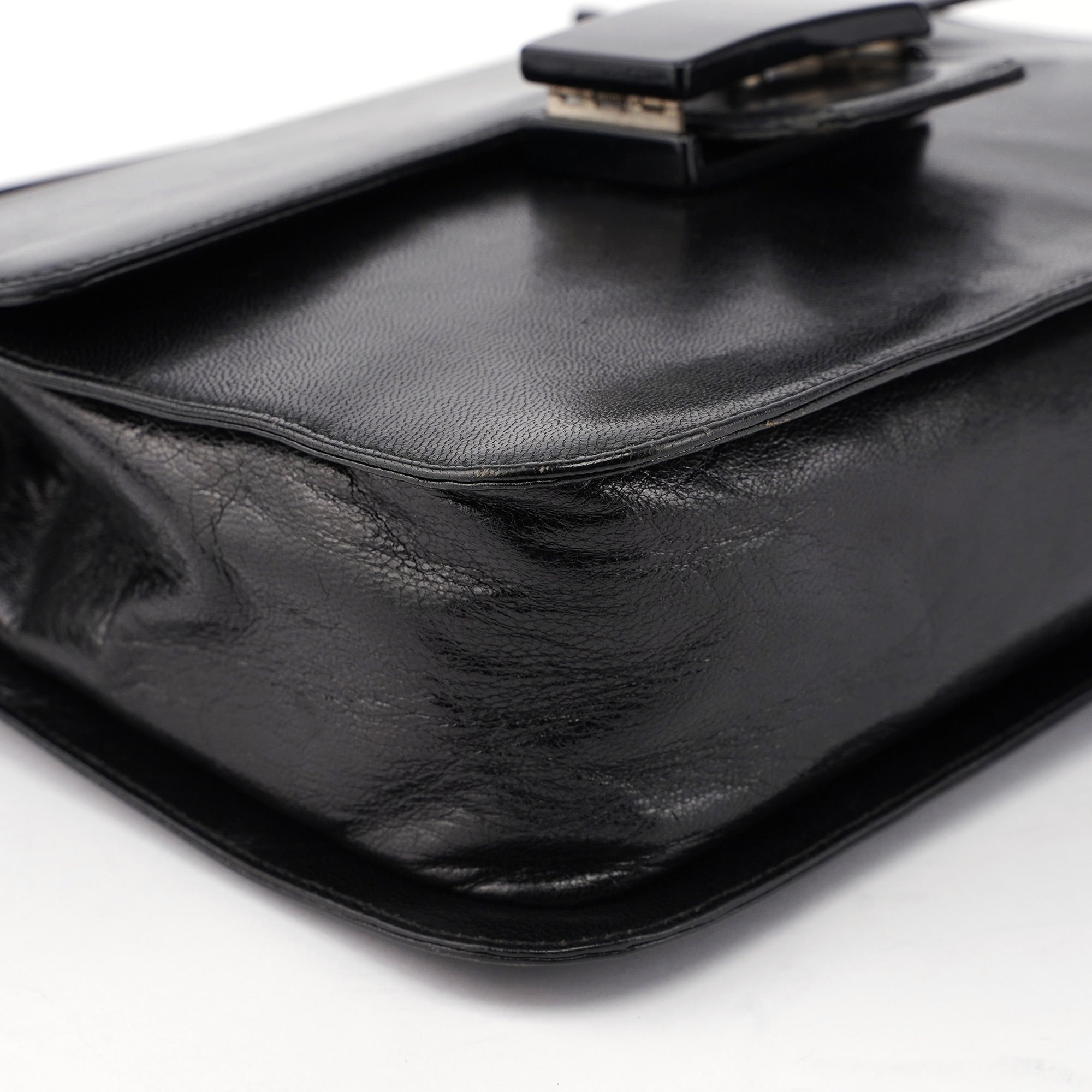 B7020 Black Madras Calfskin Shoulder Bag