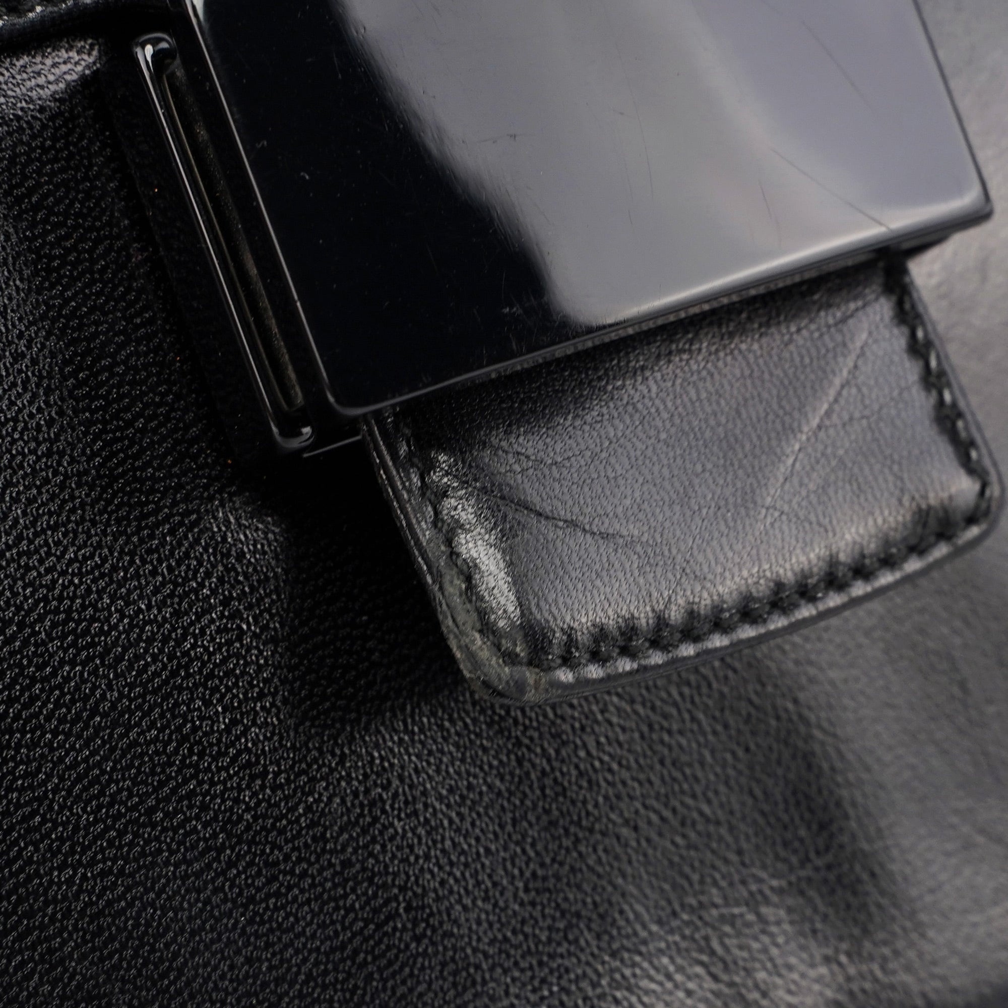 B7020 Black Madras Calfskin Shoulder Bag