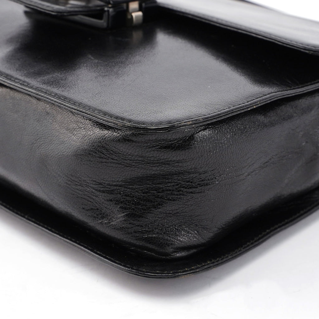 B7020 Black Madras Calfskin Shoulder Bag